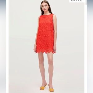 NWT Hill House poppy red Charlie dress poppy red scallop lace dress size medium